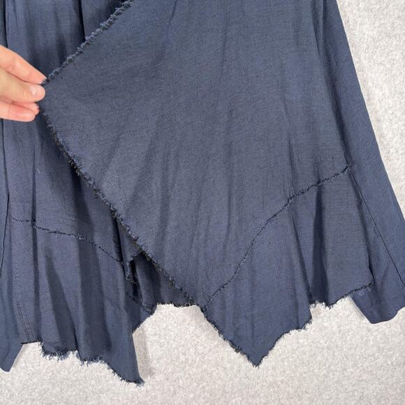 Karen Kane Cardigan Jacket XL Linen Cotton Frayed Asymmetric Lagenlook‎ Artsy - Picture 4 of 10